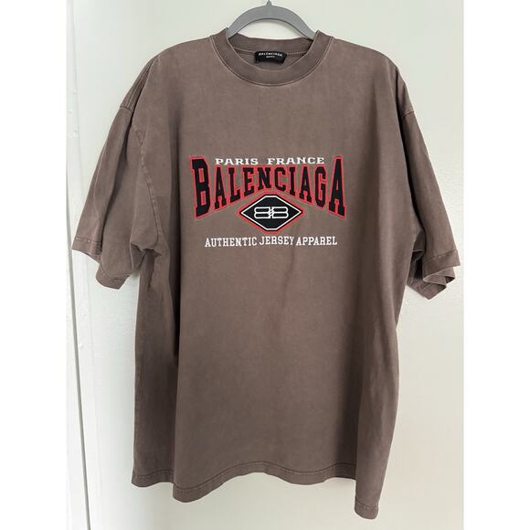 Genuine Balenciaga Back Logo Regular Fit Vintage T-shirt Brown Metal Size Large - Picture 1 of 11